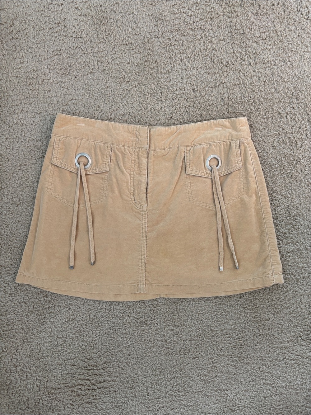 BCBGMaxAzria Beige Corduroy Mini Skirt